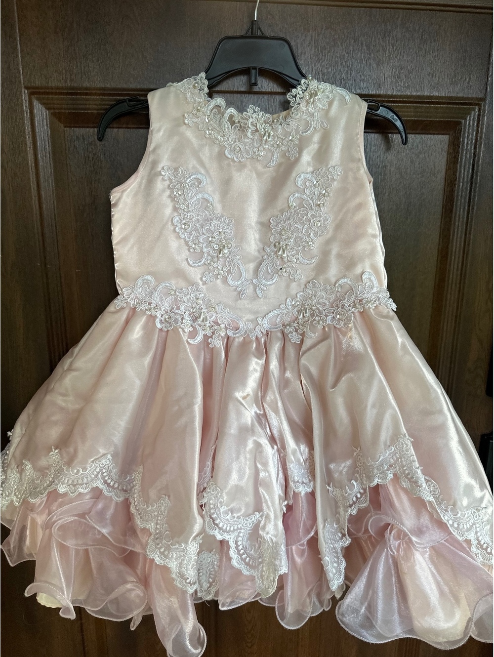 Vintage Lidia USA Girls 6 Dress w Matching Bolero Jacket Blush Pink Lace Pageant